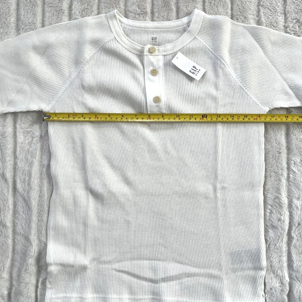 NWT Kids GAP Waffle Henley Shirt (White) L / 10